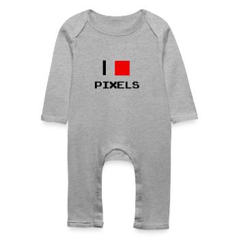 pixel - Grenouillère bio Bébé - gris chiné - Devant