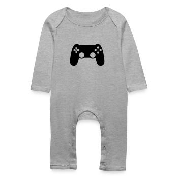 Gamepad - Baby Bio Strampler - Grau meliert - Vorne