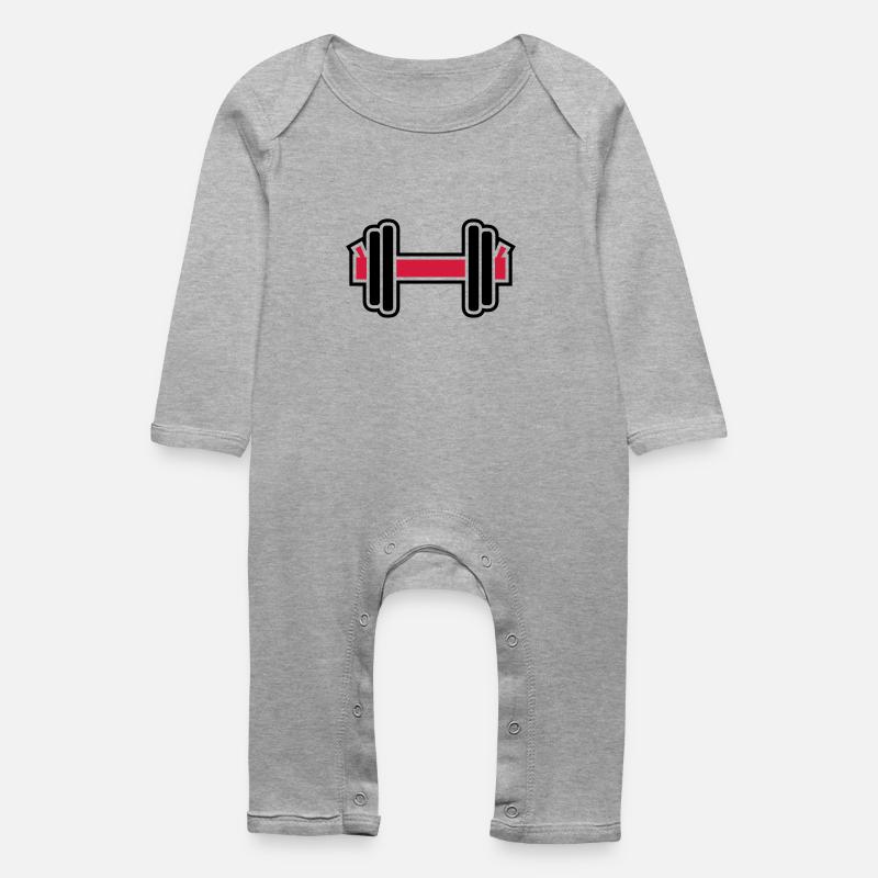 Hantel - Baby Bio Strampler - Grau meliert