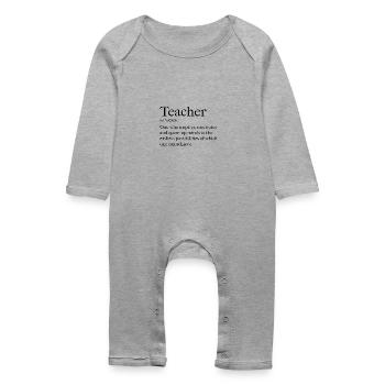 Teacher - Inspirational Quote - Baby Organic Romper - heather grey - Front
