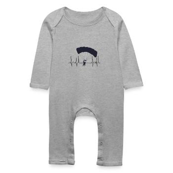 Parachuting paragliding cardiogram - Baby Organic Romper - heather grey - Front