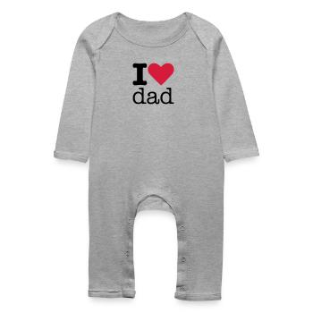 I Love Dad - Økologisk sparkedragt til baby - grå meleret - Foran