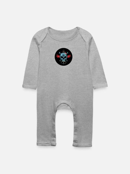 Blue Skull - Baby Bio Strampler - Grau meliert