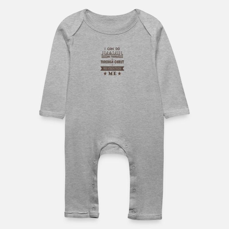 Jésus-Christ m'a Renforce - Jésus me aide - Grenouillère bio Bébé - gris chiné