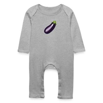 Aubergine - Grenouillère bio Bébé - gris chiné - Devant