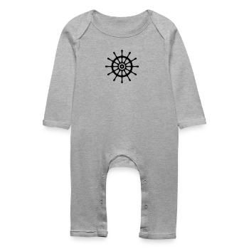 Ship Steering Wheel - Baby Bio Strampler - Grau meliert - Vorne