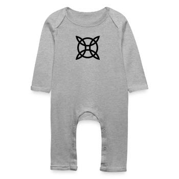 Witch`s Knot, Power of 4 elements - Binding Rune - Baby Organic Romper - heather grey - Front