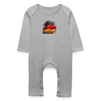 Deutschlandflagge grunge - Baby Bio Strampler - Grau meliert - Vorne
