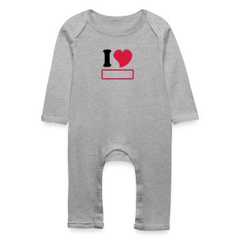 I love à personnaliser - Grenouillère bio Bébé - gris chiné - Devant