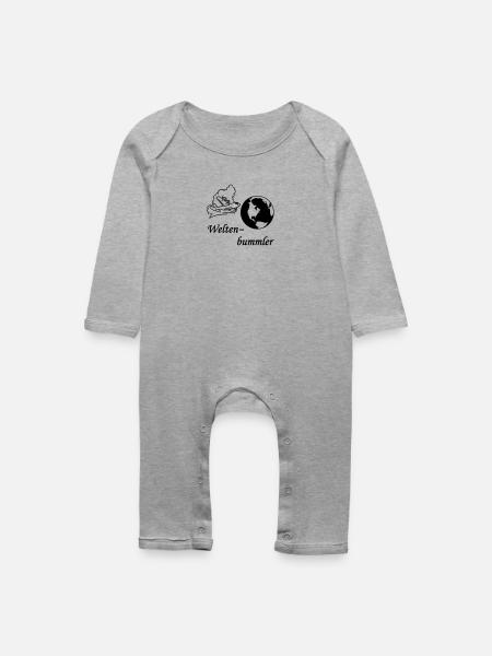 Weltenbummler SVG - Baby Bio Strampler - Grau meliert