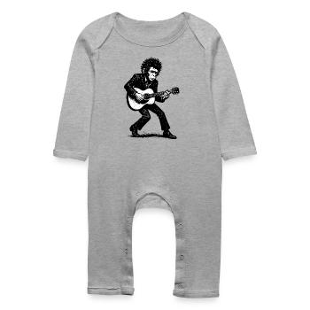 Auteur-compositeur-interprète | Le Singe Danseur - Grenouillère bio Bébé - gris chiné - Devant