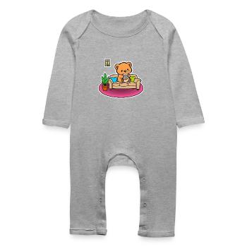 So ein niedlicher kleiner Bär - er liest ein Buch! - Baby Bio Strampler - Grau meliert - Vorne