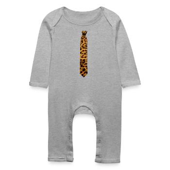 Tie Leopard fur - Baby Organic Romper - heather grey - Front
