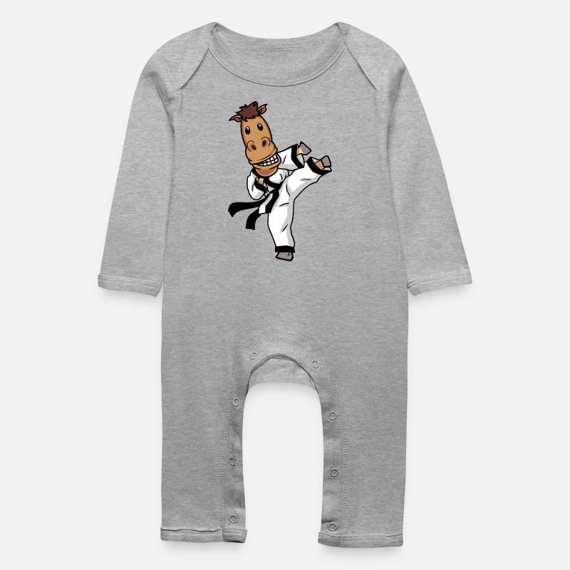 Wildpferd Kampfsport Karate Pferd Pferdenarr Judo - Baby Bio Strampler - Grau meliert