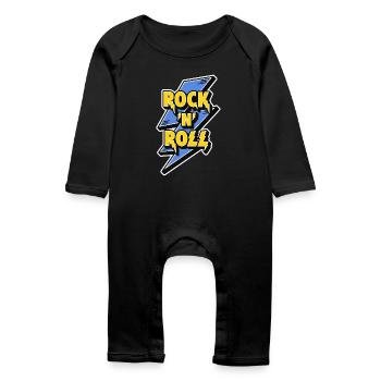 Rock 'N' Roll Lightning Bolt - Baby Bio Strampler - Schwarz - Vorne