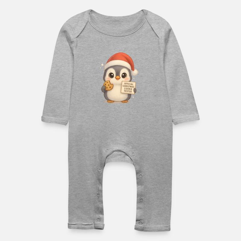 Pinguin Lebkuchen - Baby Bio Strampler - Grau meliert