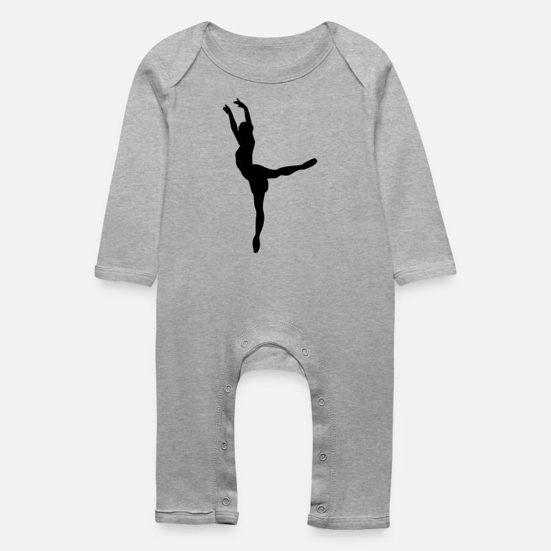 Vector Ballet dancer Silhouette - Baby Organic Romper - heather grey