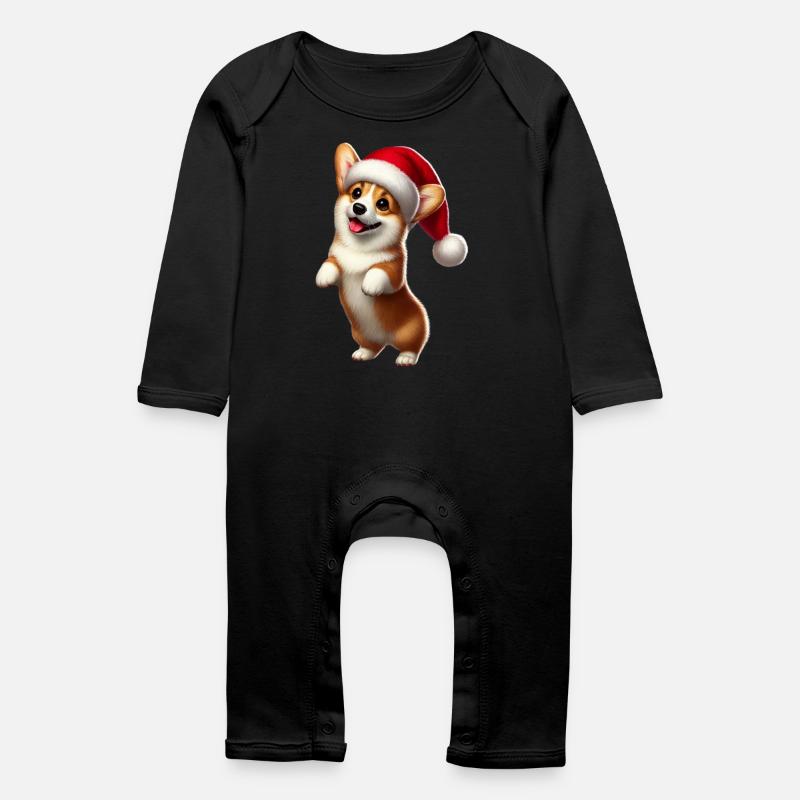 Christmas Corgi - Baby Bio Strampler - Schwarz