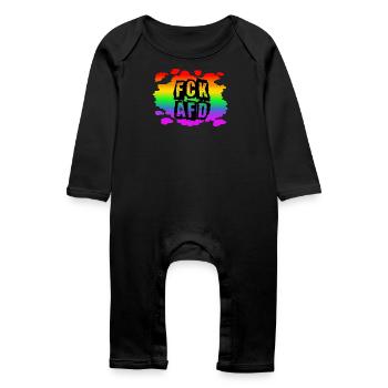 Stop AfD contre la droite, la démocratie, la diversité, la gauche - Grenouillère bio Bébé - noir - Devant