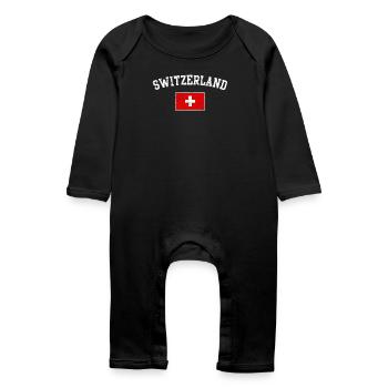 Schweizer Flaggenbogentypografie - Baby Bio Strampler - Schwarz - Vorne