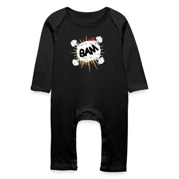 Bam comic fight cloud pour vos propres textes et motifs - Grenouillère bio Bébé - noir - Devant