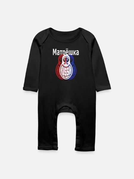 Matroschka, Russisch - Baby Bio Strampler - Schwarz