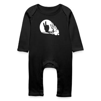 Rabbit shadow hand birthday two 2 years - Baby Organic Romper - black - Front