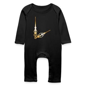 aiguilles d'horloge grandes et petites dorées - Grenouillère bio Bébé - noir - Devant