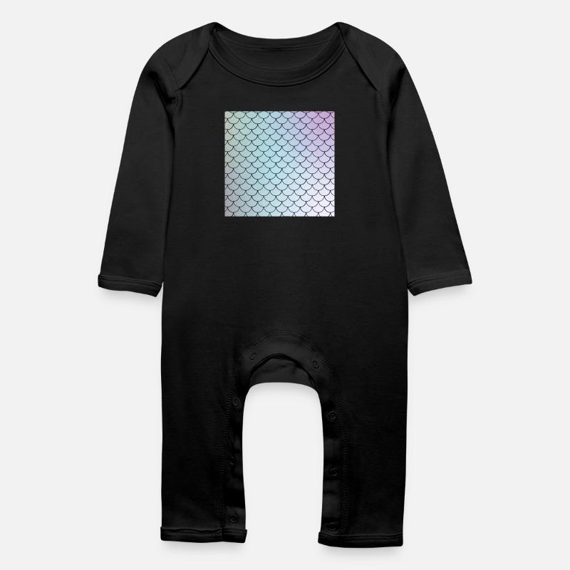 Watercolor Fish Scales Pattern - Baby Organic Romper - black