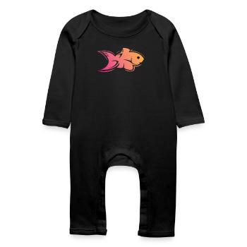 fish fish water sea colors symbol icon logo - Baby Organic Romper - black - Front