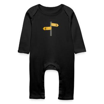 Wanderschild Wegweiser - Baby Bio Strampler - Schwarz - Vorne
