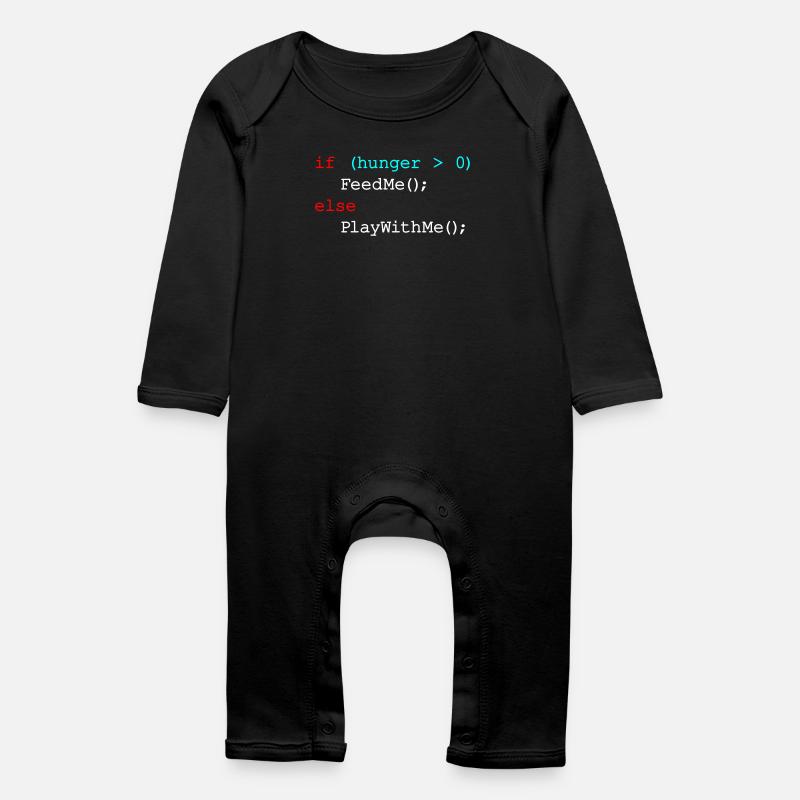 Wenn Hunger mich füttert, sonst spiel mit mir - JavaScript - Baby Bio Strampler - Schwarz