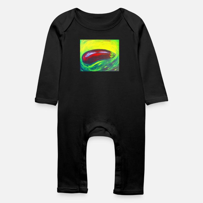Eggplant green - Baby Organic Romper - black