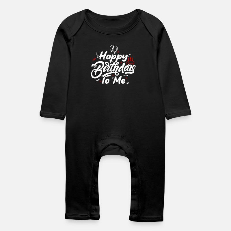 Happy Birthday To Me Script - Baby Organic Romper - black