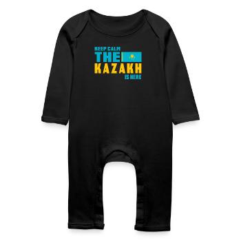 Design du drapeau Keep Calm Kazakhstan - Grenouillère bio Bébé - noir - Devant