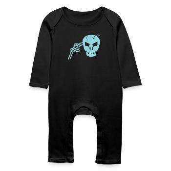 Totenkopf Kopfschuss - Baby Bio Strampler - Schwarz - Vorne
