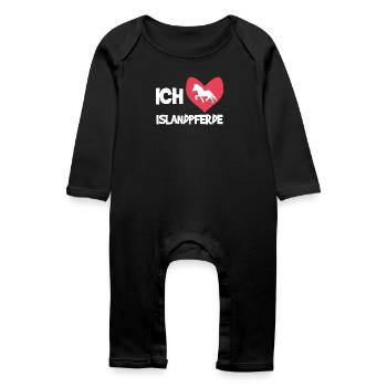 Heart Statement Horseslove I love horses - Baby Organic Romper - black - Front