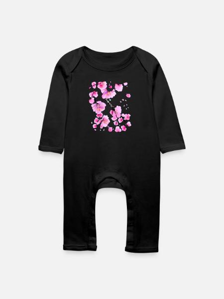 Kirschblüte Japanisch Sakura - Baby Bio Strampler - Schwarz