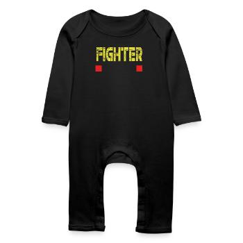Base de texte FIGHTER - Grenouillère bio Bébé - noir - Devant