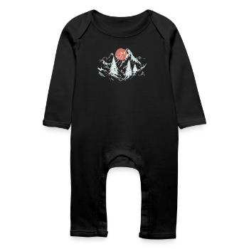 Crimson Sun over Alpine Pines - Baby Organic Romper - black - Front