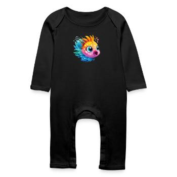 Fish Colorful - Baby Organic Romper - black - Front