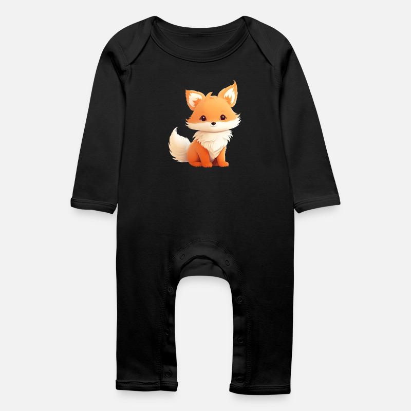 Illustration de renard mignon - Grenouillère bio Bébé - noir