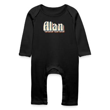 Alan T-Shirt Retro Vintage T-Shirt Geschenkidee - Baby Bio Strampler - Schwarz - Vorne