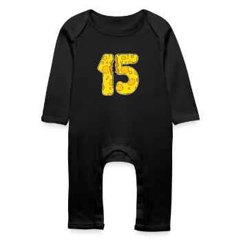 15 Years of Funny Cheese - Baby Organic Romper - black - Front