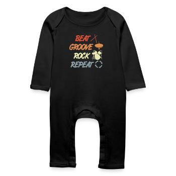 Schlagzeug Vintage Look - Baby Bio Strampler - Schwarz - Vorne