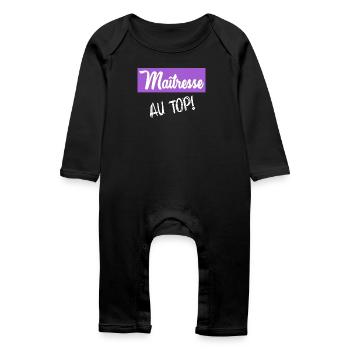 MERCI MAÎTRESSE - Grenouillère bio Bébé - noir - Devant