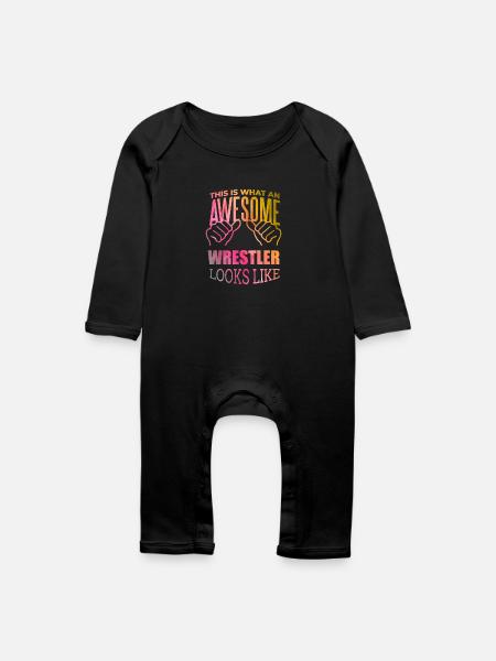 Wrestling Wrestling Wrestling - Baby Bio Strampler - Schwarz