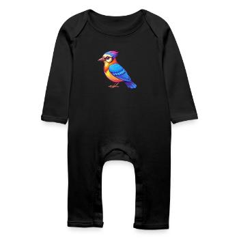 Blue Jay Bunte Kawaii Cartoon Figur Clipart - Baby Bio Strampler - Schwarz - Vorne