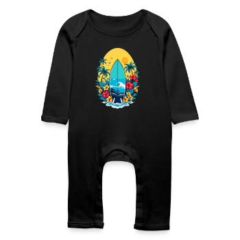 Stylish surfboard - Baby Organic Romper - black - Front