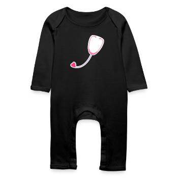 Coloured stethoscope - Baby Organic Romper - black - Front